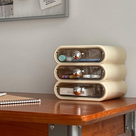 box-03077　Cream Compact Drawer Storage Box 3 Tiers