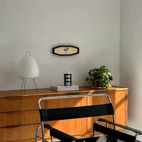 clock-03079　Octagon Black Frame Wall Clock