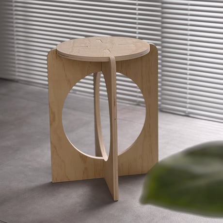 stool-03059　Natural Wood Outcut Stool