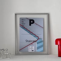 poster-03190　Staircase on  Silver Frame Art Poster 50×40cm