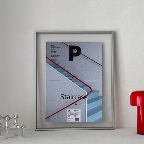 poster-03190　Staircase on  Silver Frame Art Poster 50×40cm