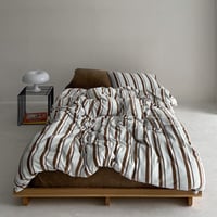 beddingsets-03061　Mint×Brown Warm Stripe Bedding Sets