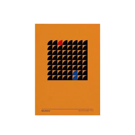 poster-03143　BAUHAUS Yellow Orange geometric Silver Frame 70×50