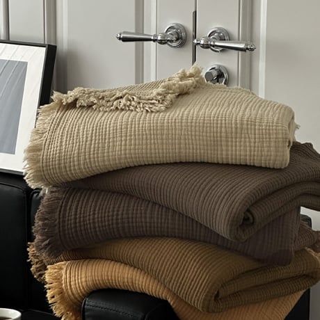 blanket-03049　Fringe Double Gauze Blanket 200×150