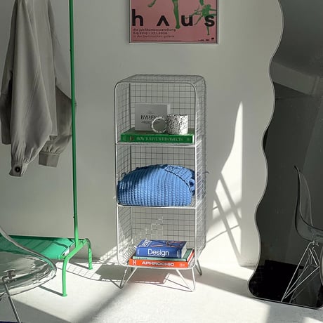rack-03037　Silver Steel Mesh 3 Tier Rack with Stand
