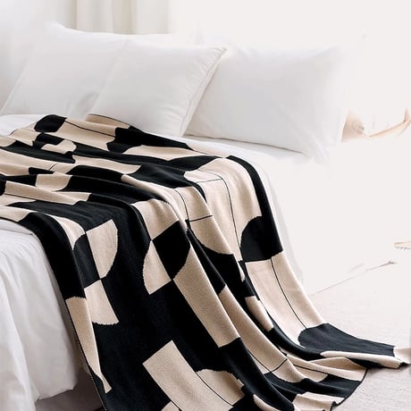 blanket-03053　Geometric Pattern Knit Blanket 130×180