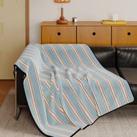 blanket-03057　Blue×Red×White Stripe  Blanket 130×180