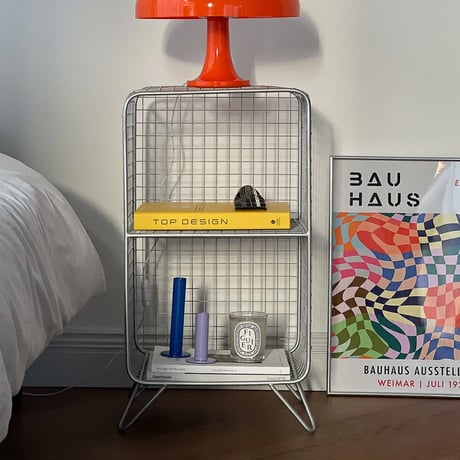 rack-03038　Silver Steel Mesh 2 Tier Rack with Stand