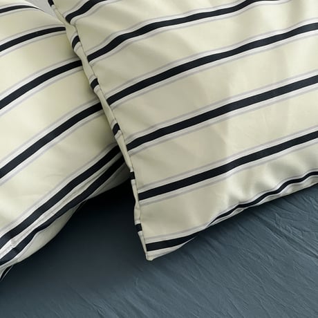 beddingsets-03009　Cream×Navy Thick and Thin Stripe Bedding Sets