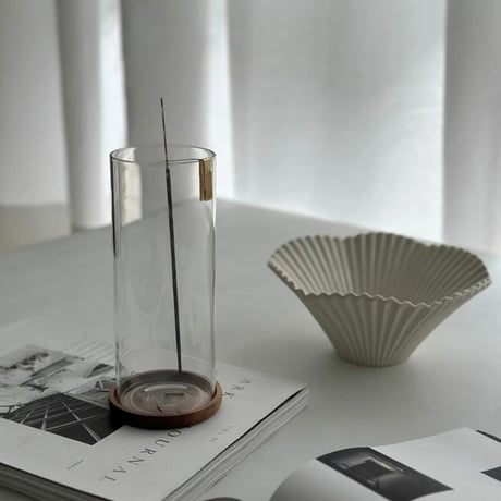 incenseholder-03060　Fork Brass Glass Incense Holder