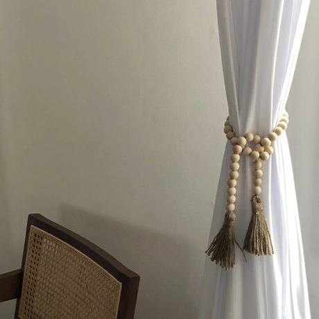 curtain-03003　Wood Beads with Tassels Interior Accessories Curtain Tassels
