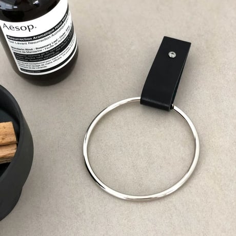 interior-03106　Leather×Metal Ring Towel Hanger