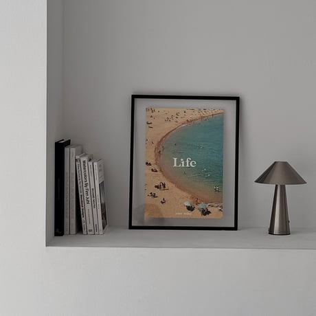 poster-03182　Beach Life on Black Frame Art Poster 50×40cm