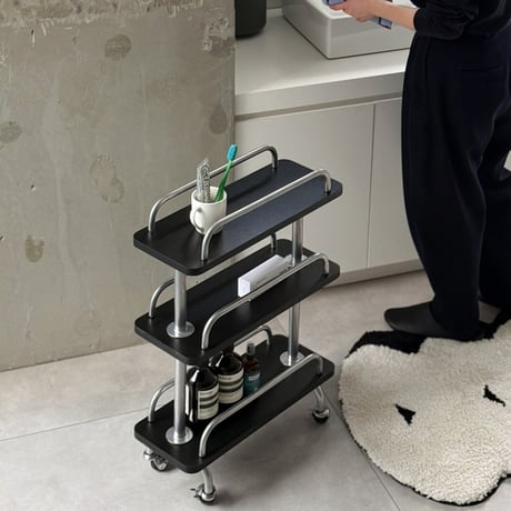wagon-03039　3-Tier Wood Shelf Wagon with Casters