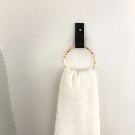 interior-03106　Leather×Metal Ring Towel Hanger