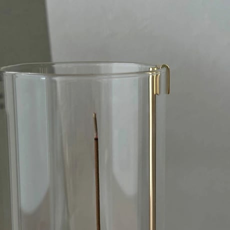 incenseholder-03061　J Shaped Pipe Holder Brass Glass Incense Holder