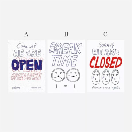 poster-03184　OPEN BREAKTIME CLOSED Poster 30×40cm