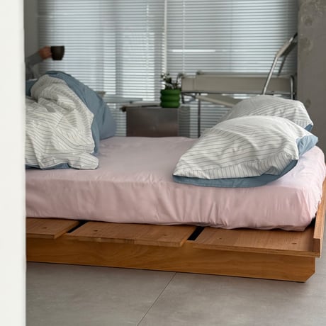 beddingsets-03154　Blue Pencil Stripe Reversible Duvet Cover Set 【Selectable Color Sheets】