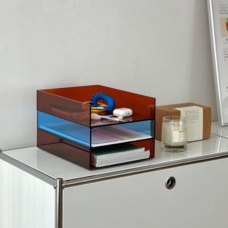 tray-03146　Acrylic Stacking File Tray Letter Case Single Tier