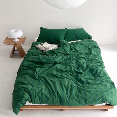 sheet-03004　Green Double Stripe Duvet Cover