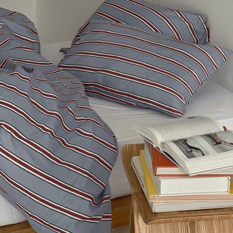 beddingsets-03042　Blue×Red Thick and Thin Stripe Bedding Sets