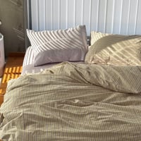 beddingsets-03114　Beige×Purple Stripe Bedding Sets