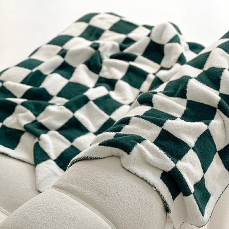 blanket-03043　Checker Bed Throw Boa Blanket 130×160