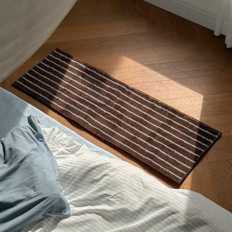 rug-03096　Brown × Blue Chalk Stripe Rug 40×120cm / 60×160cm