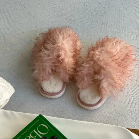slipper-03005　Tibetan Lamb Eco Fur Room Shoes Slippers