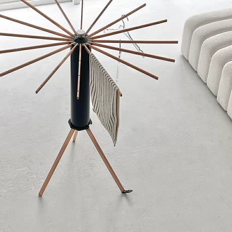 laundry-03010　Wood×Black Folding Stand Hanger Rack