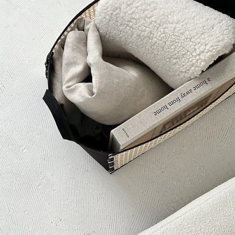 box-03042　Foldable Bamboo Mesh And Felt Storage Basket