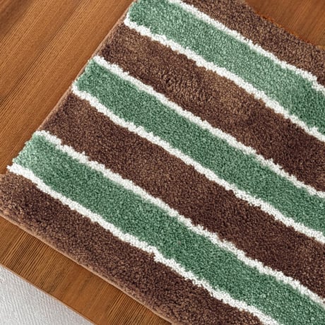 mat-03093　Brown×Green×White Stripe Rug 45×60