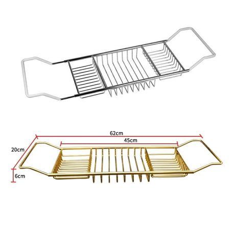 bathroom-03002　Bathtub Rack Expandable Tray W62cm-90cm×D20cm×H6cm