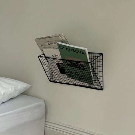 shelf-03044　Iron Mesh Wall Magazine Rack Black