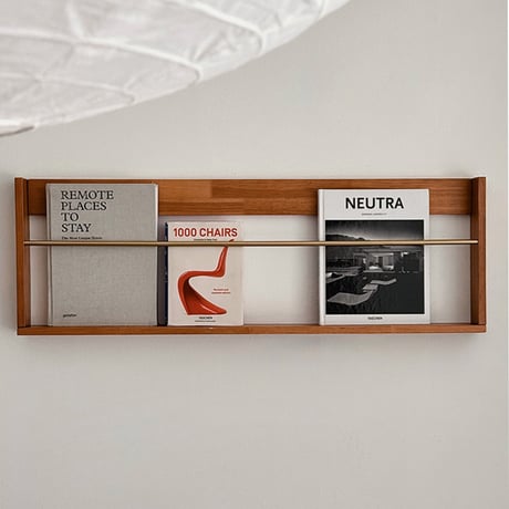 wallrack-03058　Natural Wood Wall Magazine Shelf W90cm