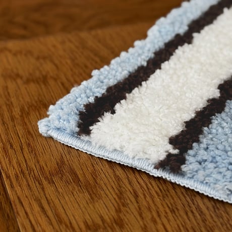 mat-03094　Light Blue×White×Black  Stripe Rug 45×60
