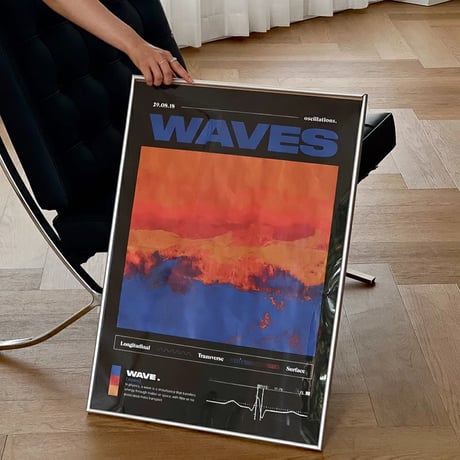 poster-03118　WAVES Silver Frame Art Poster 70×50