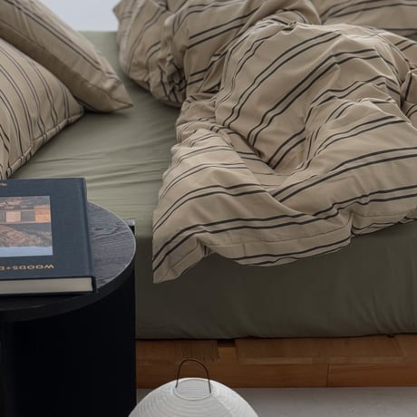 beddingsets-03087　Beige×Charcoal Double Stripe Bedding Sets