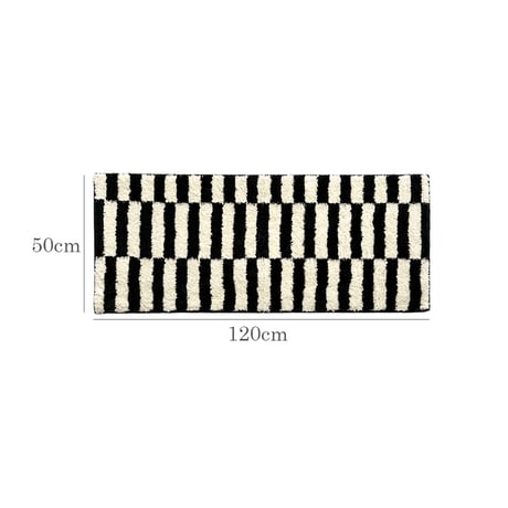 mat-03103　Black & White Tile Checkered Rug 50x120cm