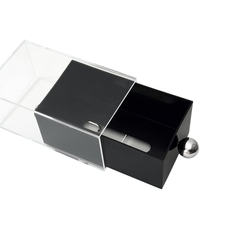tissuebox-03050　Clear Cover Silver Ball Tissue Case