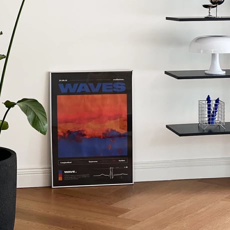 poster-03118　WAVES Silver Frame Art Poster 70×50