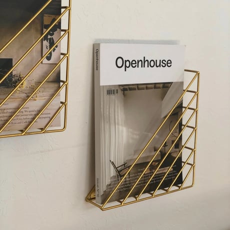 wallrack-03001　Iron Triangle Wall Magazine Rack Gold Wall Mounted