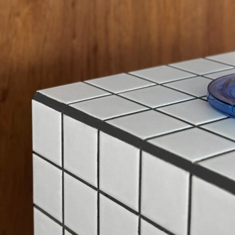 table-03208 White Tile Cube Side Table Stool