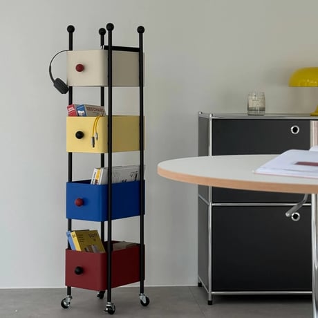 wagon-03031　4Tier Steel Storage Rack With Casters