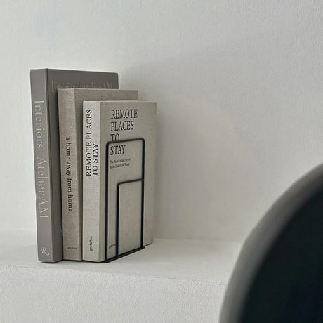 bookend-03019　Square Line Iron Book Stand Two Pieces
