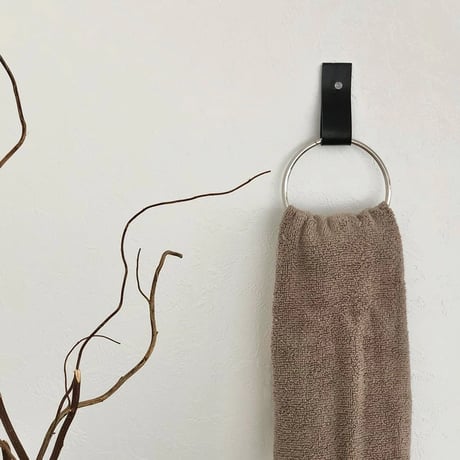 interior-03106　Leather×Metal Ring Towel Hanger