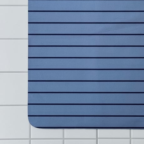 mat-03099　Pencil Stripe Brown/Blue Diatomite Quick-Dry Mat