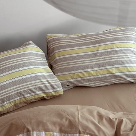beddingsets-03123　Yellow×Brown Stripe Bedding Sets