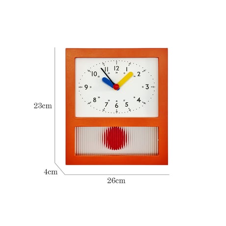 clock-03118　Orange frame Pendulum wall clock Silent