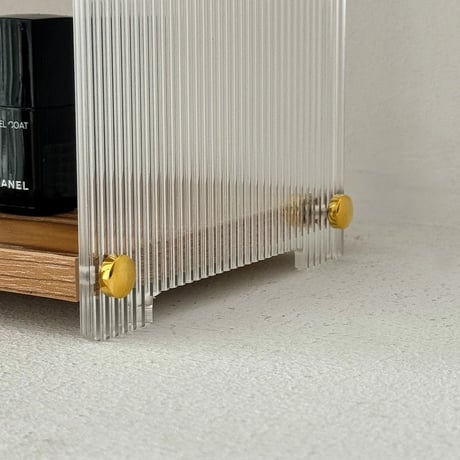 rack-03046　Clear×Wood 3Tier Display Rack
